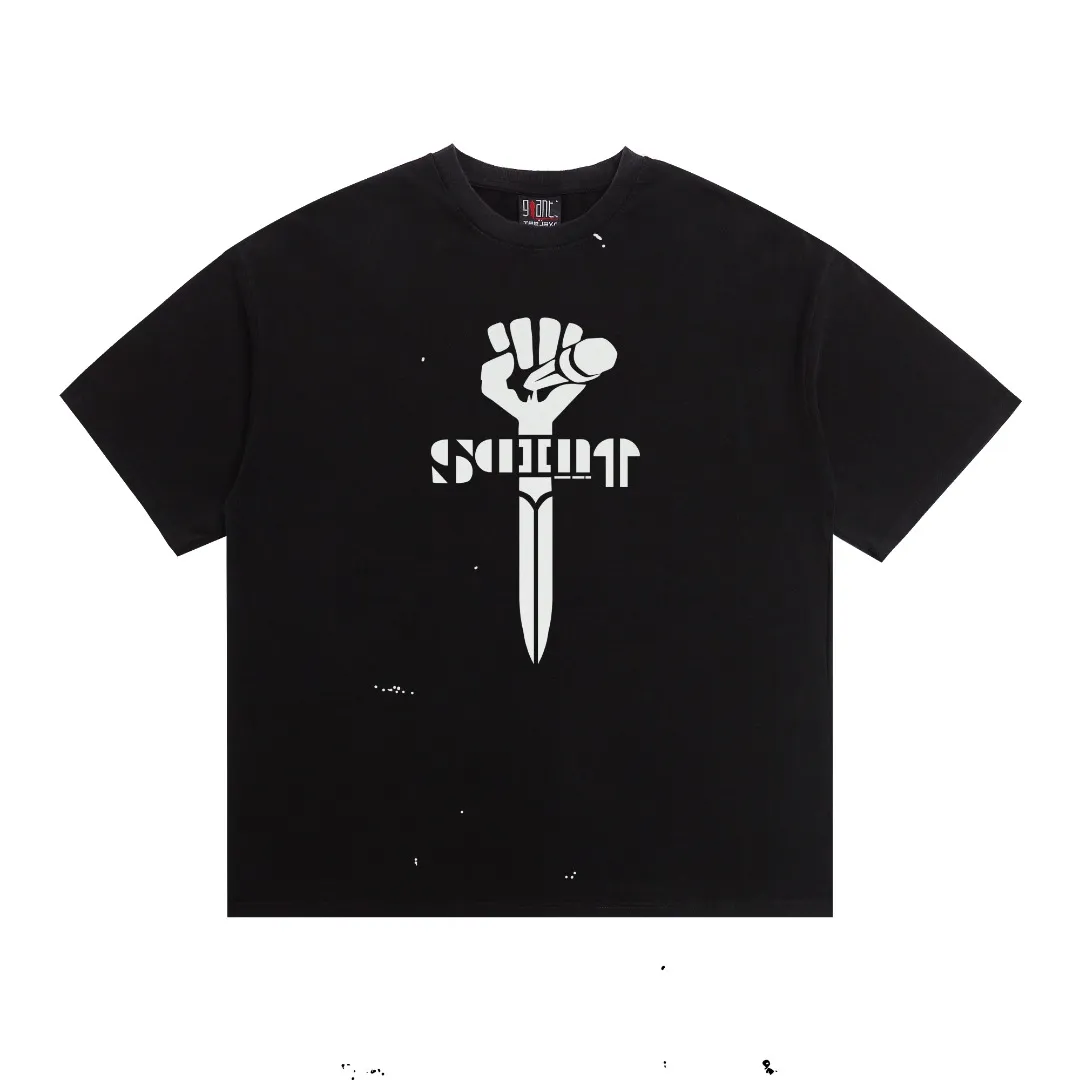 SAINT Michael vintage cross fist print washed and distressed Vintage loose short-sleeved T-shirt. Digital white ink direct printing. The fabric is breathable and the pattern is three-dimensional and clear. Fabric: Double yarn 240g Style number: S936 Size: S-M-L-XL Color: Washed black Price: P118